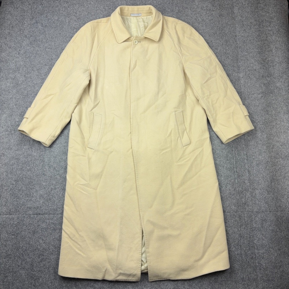 Villa Monti Coat Mens XL 46 Cream‎ Italian Wool Cashmere Long Overcoat Academia